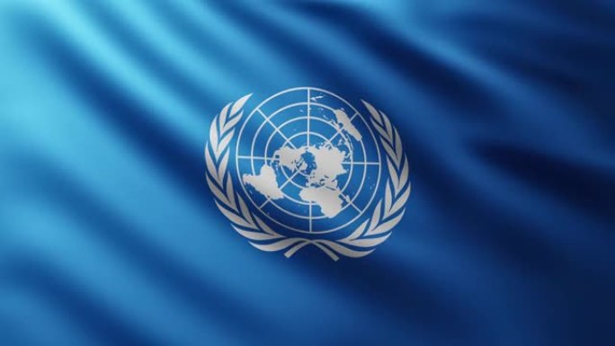 联合国大旗全屏背景迎风飘扬