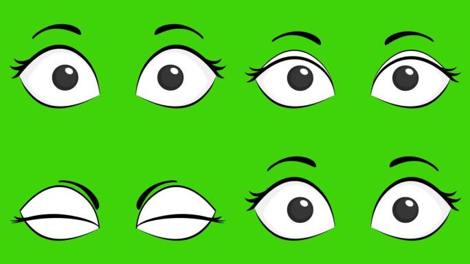 黑白闪烁的女性眼睛循环动画