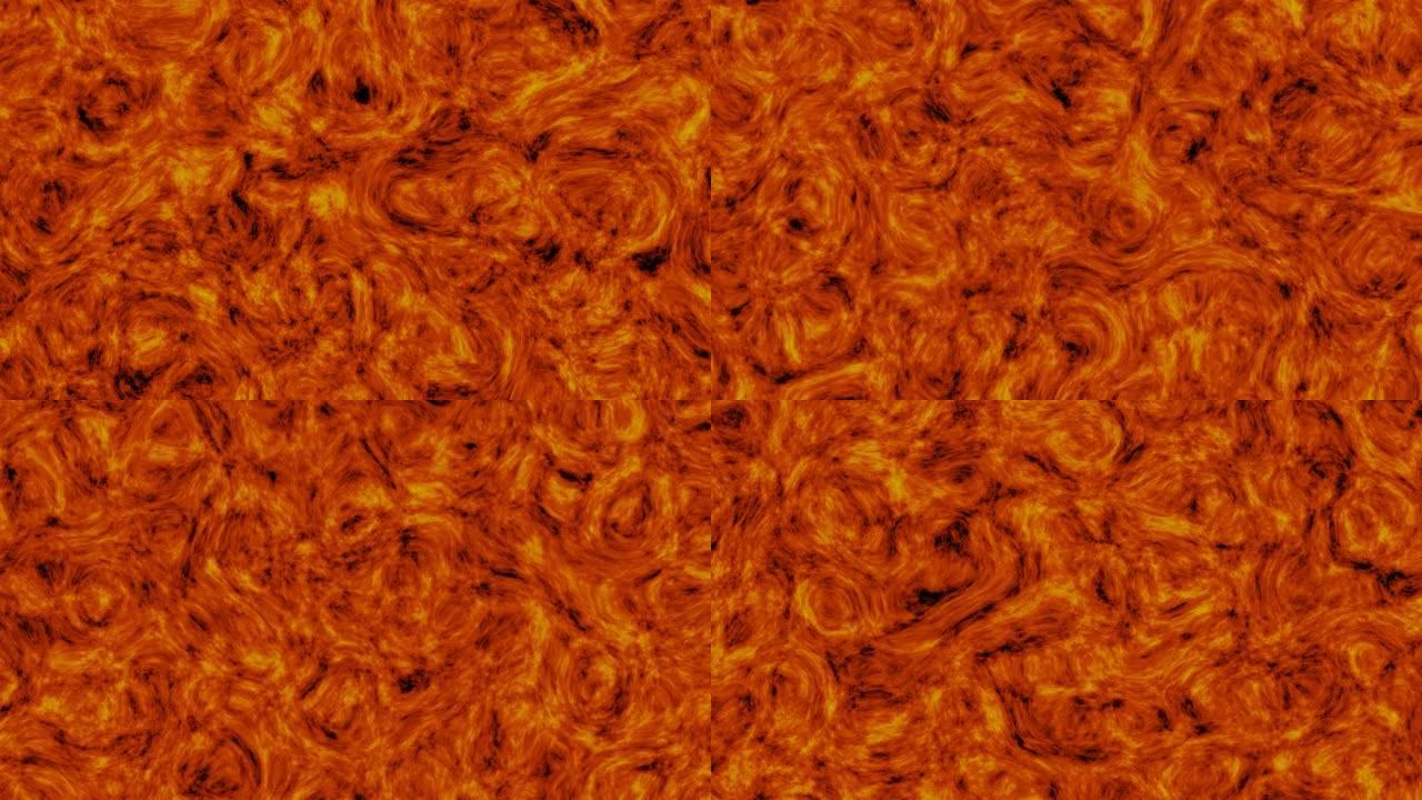 热熔岩或太阳星表面的3D渲染动画。4k运动图形