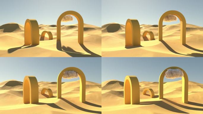 4K创意沙漠光影3D渲染