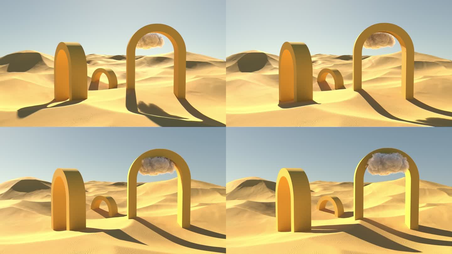 4K创意沙漠光影3D渲染