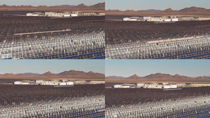 抛物线槽式太阳能发电厂蒸汽发电厂周围的镜像阵列