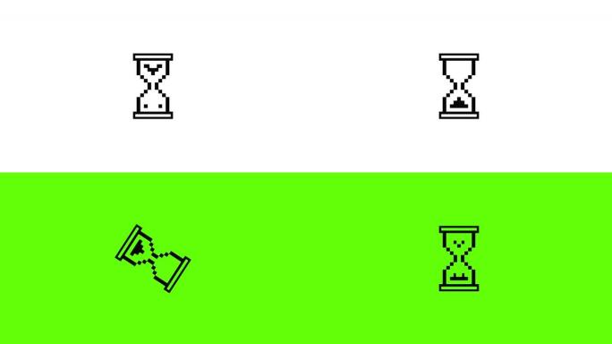 加载沙漏光标循环动画绿色屏幕。沙漏等待标志背景。