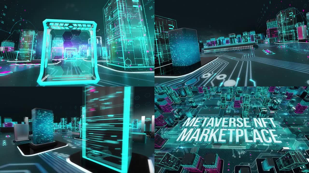 具有数字技术hitech概念的Metaverse Nft市场