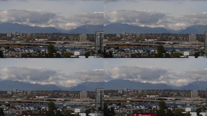 温哥华天际线和北岸山脉的风景