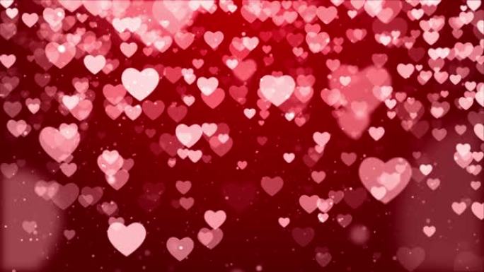 心脏背景与心脏粒子光填充循环为情人节，婚礼。