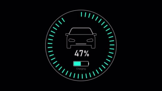 电动汽车仪表板电池指示灯显示充电进度。
