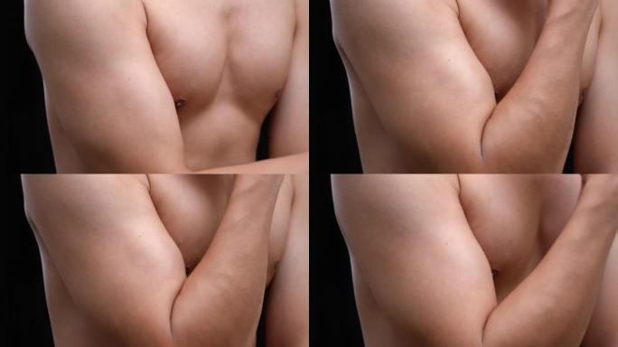 男人饮食身体显示肌肉