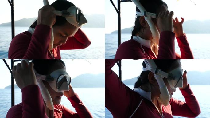 戴浮潜面具的女人戴浮潜面具潜水面罩