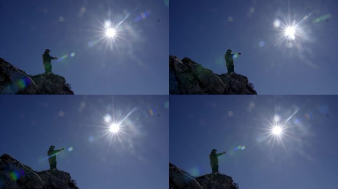 【4K】男子站在雪山顶上