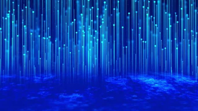 4k蓝色技术波粒子是一个壮观的运动，蓝光粒子正在上升。