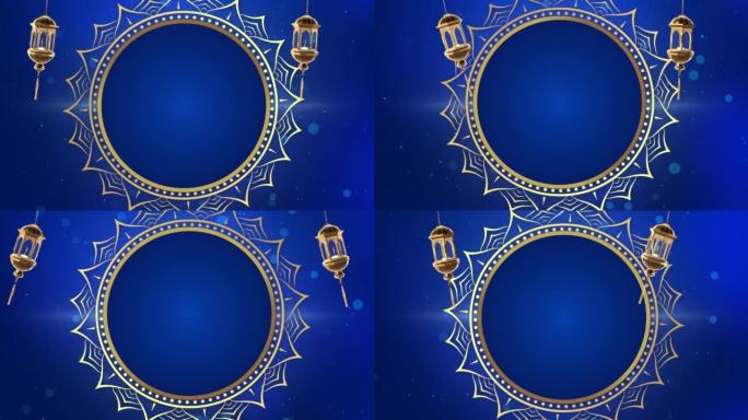 穆斯林社区斋月Kareem庆祝活动的圣月悬挂月亮和星星粒子