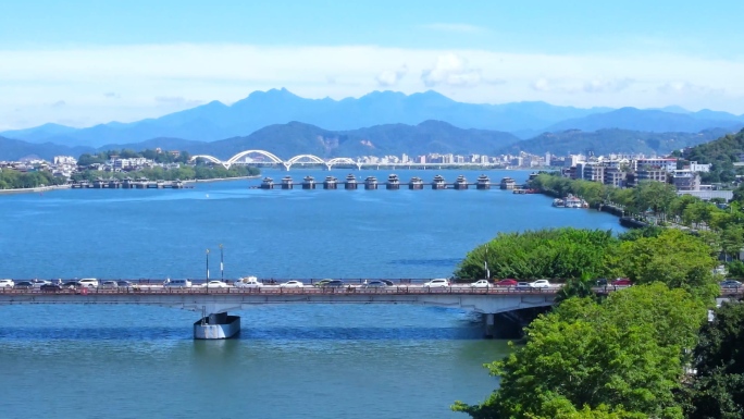 城市交通车流 潮州航拍