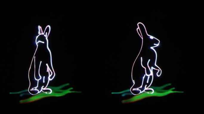 激光兔子 山体投影 户外投影 投影素材