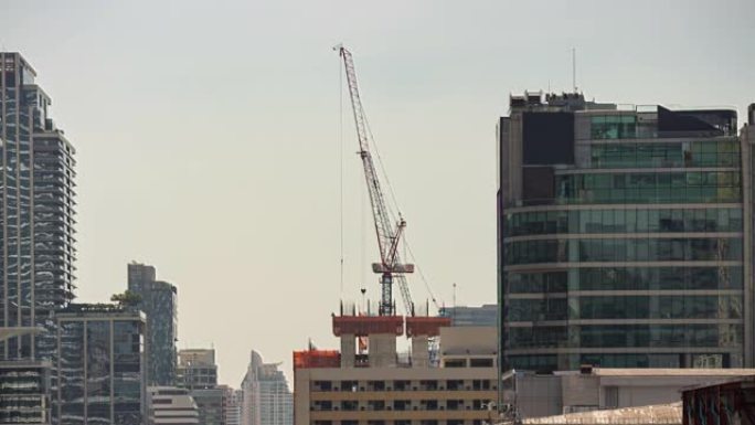 曼谷市日间中心建筑场屋顶街景4k延时泰国