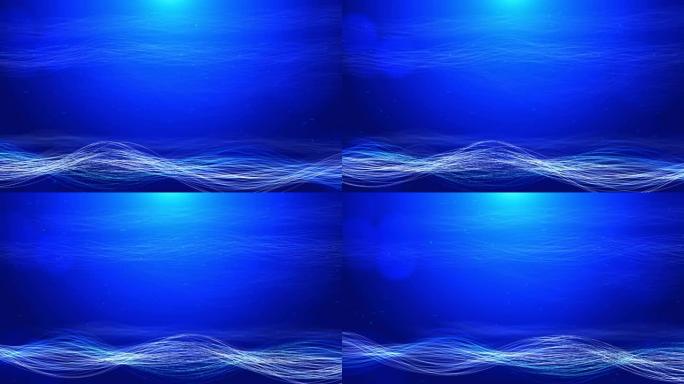 抽象波浪背景。抽象的波浪形背景。蓝水背景动画。