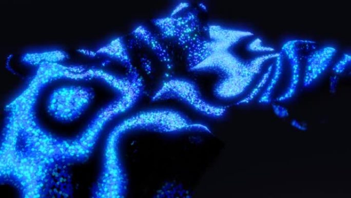 3d抽象蓝色科幻背景。发光粒子形成波浪形的表面，光波和颜色的波贯穿粒子，在表面上形成美丽的图案。nf