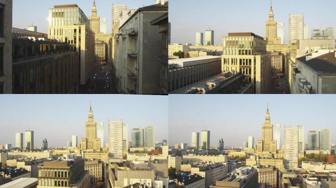 华沙鸟瞰图。摩天大楼关闭