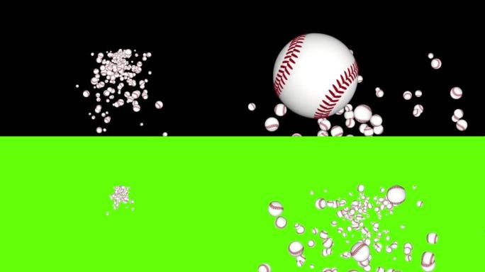 在绿色屏幕上慢动作旋转的旋转球的3d动画。4k背景。