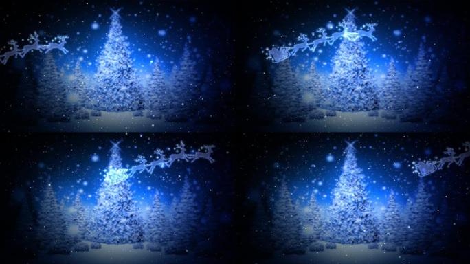 冬季场景为4k动画循环。圣诞节和新年在闪亮的圣诞节背景下。