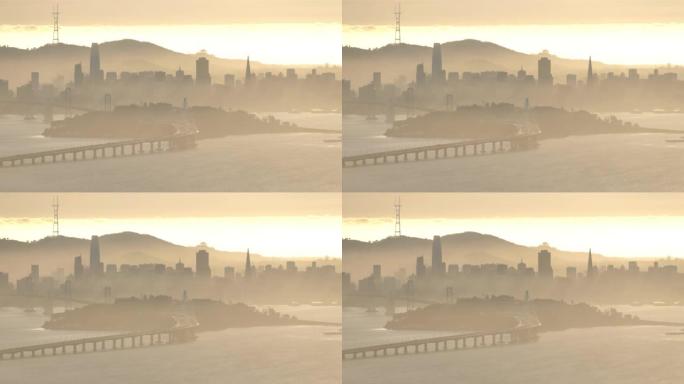 加利福尼亚州旧金山: 带雾的日落