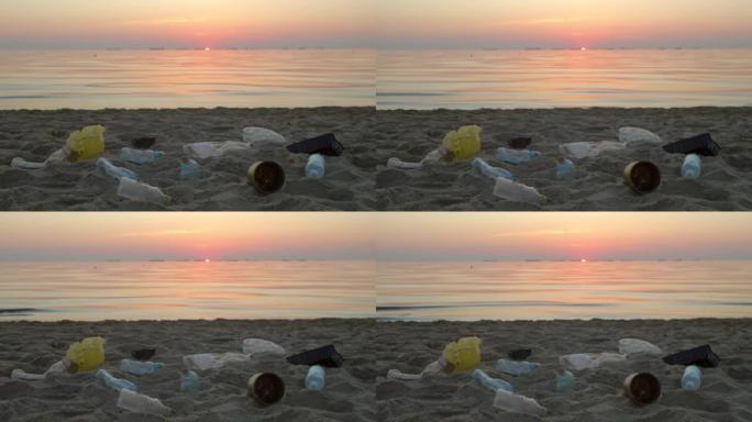 沙滩上的百事可乐塑料瓶