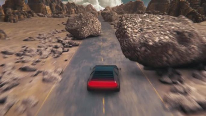 模拟假视频游戏游戏循环。沙漠障碍赛车假游戏动画