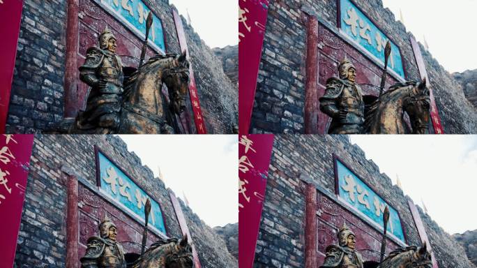 【4K】松潘古城将军雕塑意境空镜