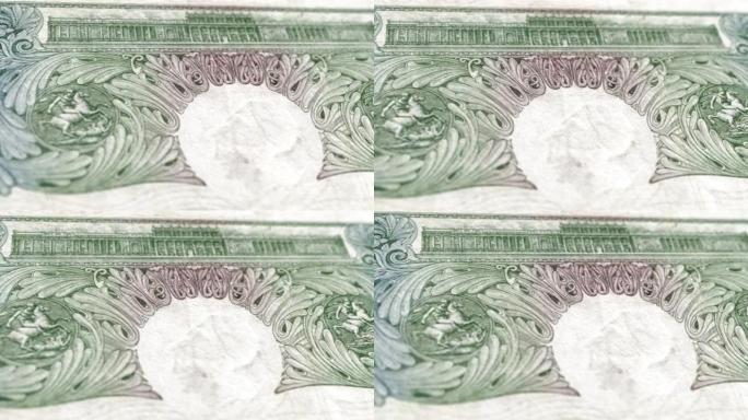 英国英镑纸币-1先令纸币细节与皇冠全息图-英语1先令纸币-新聚合物1先令内部特写镜头 & 旧1先令纸