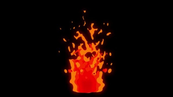 燃烧火焰的图形2d动画，带阿尔法通道的火 (透明背景)