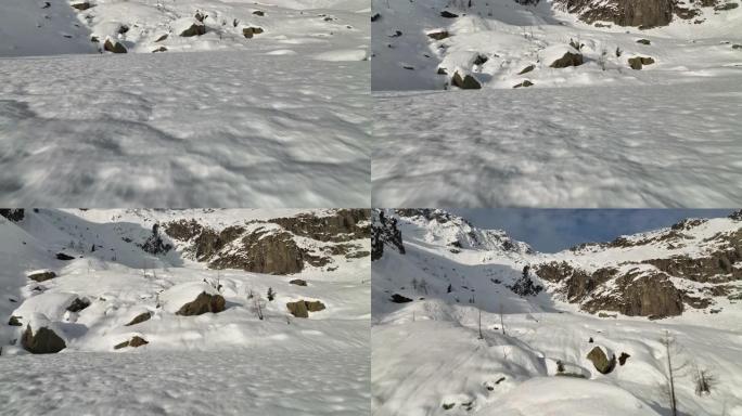 空中无人机拍摄雪山