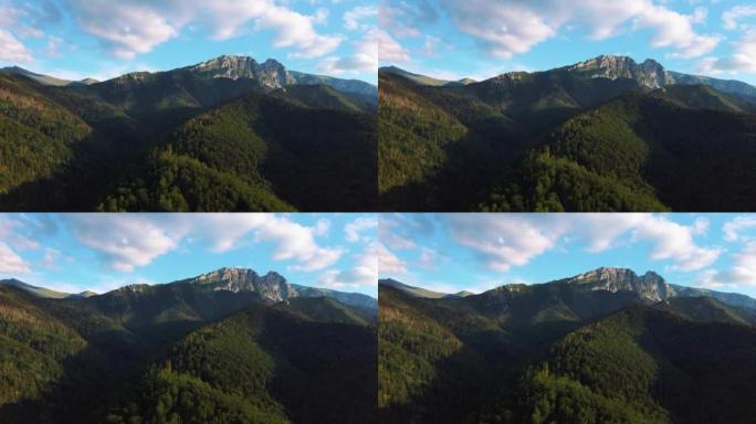 美丽的夏季绿色山丘和塔特拉山空中拍摄波兰和扎科帕内全景