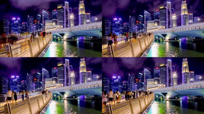 新加坡天际线夜景繁忙