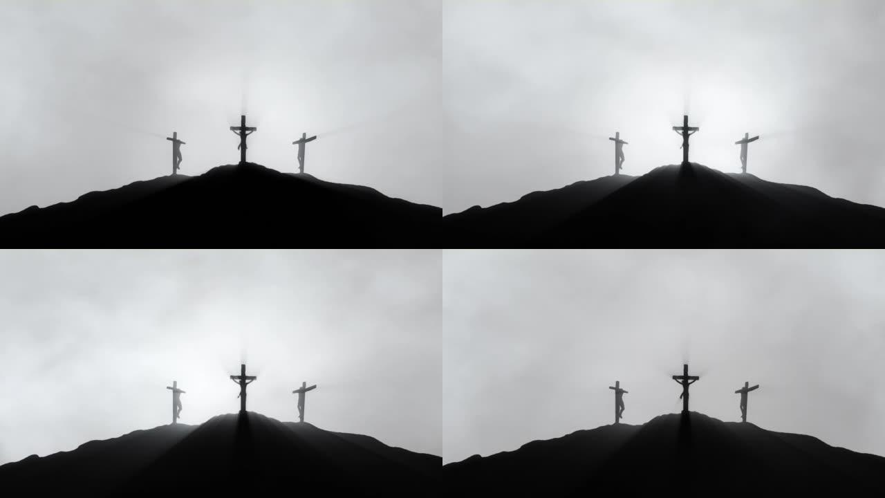 三个十字架的剪影-动画
