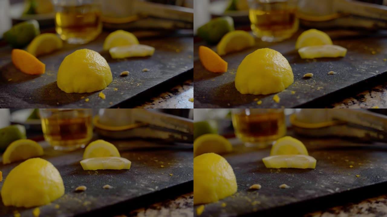 柠檬切片的细节照片