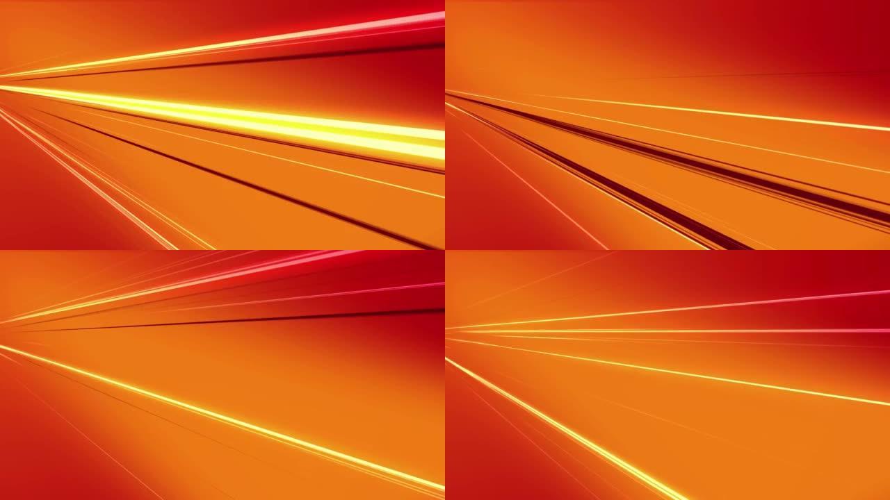 橙色动漫速度线。漫画速度线效果。带速度线的抽象背景。动漫光速高速灯运动轨迹股票视频