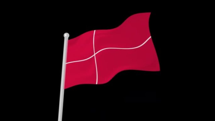 丹麦国旗飘扬的黑色动画背景