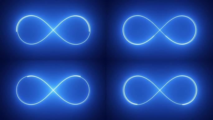 抽象3D无限循环符号循环霓虹灯循环无限无尽符号循环动画。