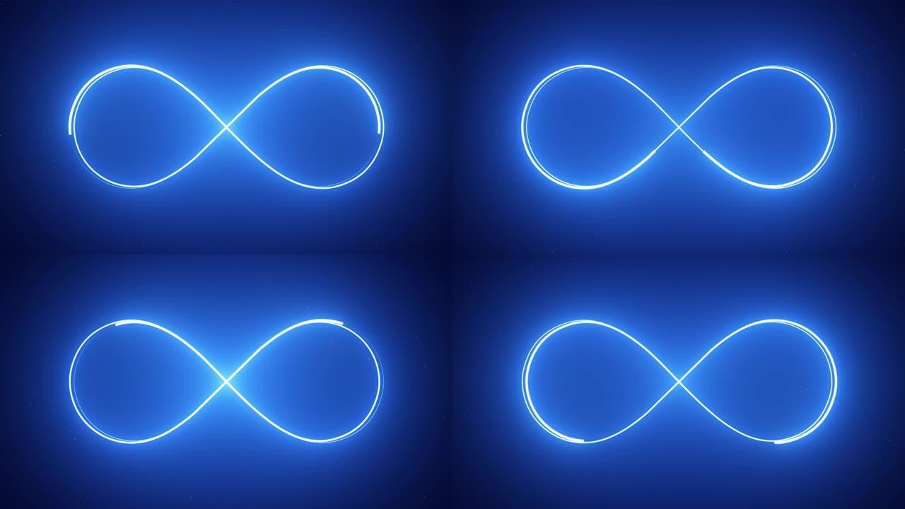 抽象3D无限循环符号循环霓虹灯循环无限无尽符号循环动画。