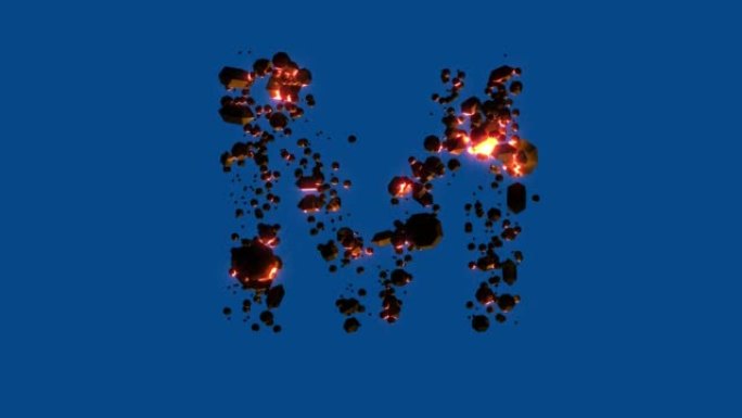 hot magma stones - volcanic alphabet - letter M on