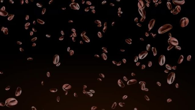 咖啡豆飞行。高品质慢动作咖啡豆飞行循环背景动画。