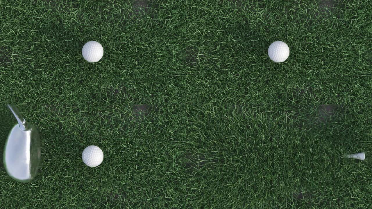 高尔夫球杆以超慢动作击打高尔夫球