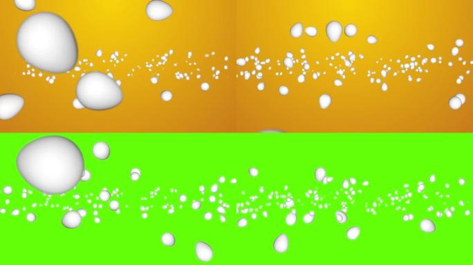 从空中坠落的4K 3D鸡蛋从空中循环动画背景。