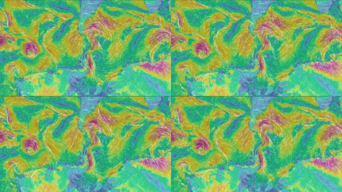 风向图。海洋、海洋和大陆