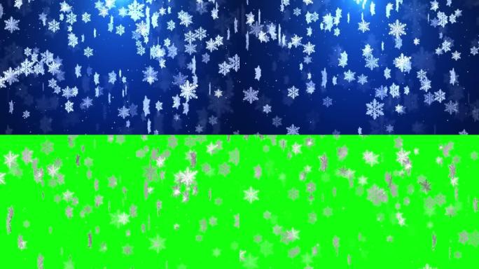 冬天的雪落在蓝色的天空蓝色颗粒在冬天的圣诞循环背景