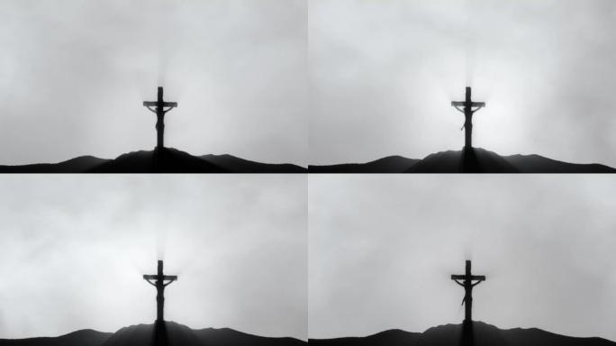山上的圣十字剪影-动画