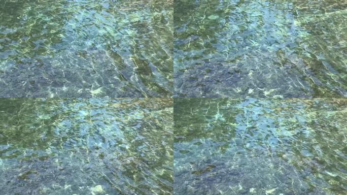 绿色涟漪的海水波浪。康复水上视频，放松，冥想，灵魂，精神卫生。