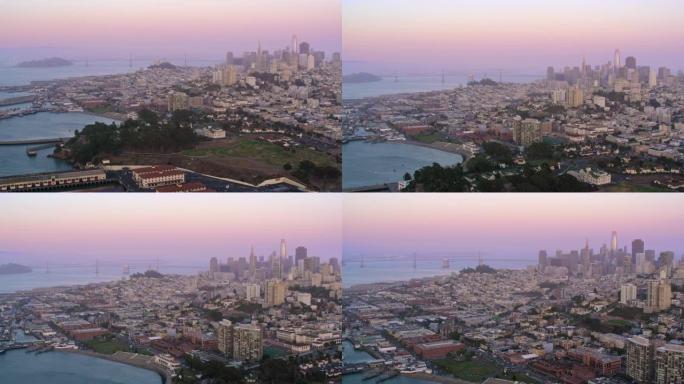 从日落时的黑点观看，加利福尼亚州旧金山