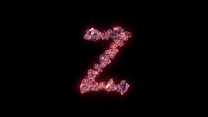 紫色照明魅力宝石字母-黑色字母Z，孤立循环视频