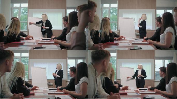 财务分析师正在为大公司的专家和经理进行培训